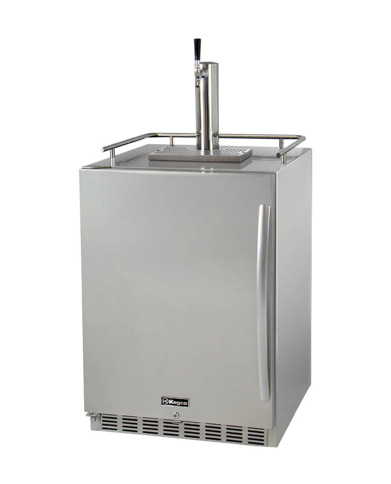 Kegco 24" Wide Single All Stainless Steel Outdoor Built-In Left Hinge Kegerator with Kit - HK38SSU-L-1 - Wine Cooler City