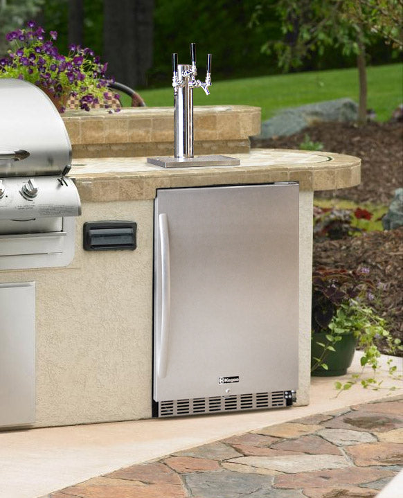 Kegco 24" Wide Cold Brew Coffee Single Tap All Stainless Steel Outdoor Built-In Right Hinge Kegerator Model - ICHK38SSU-1 - Wine Cooler City
