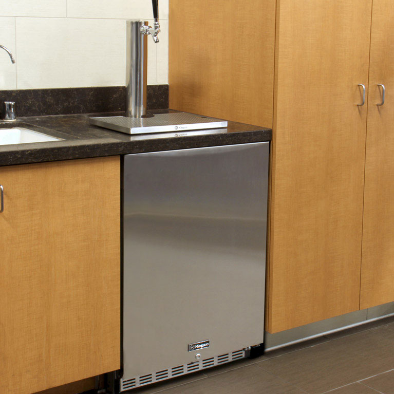Kegco 24" Wide Single Tap Stainless Steel Built-In Left Hinge ADA Kegerator with Kit - HK48BSA-L-1