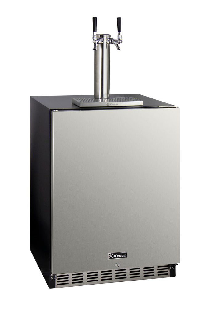 Kegco 24" Wide Dual Tap Stainless Steel Right Hinge Built-in ADA Kegerator with Kit - HK48BSA-2
