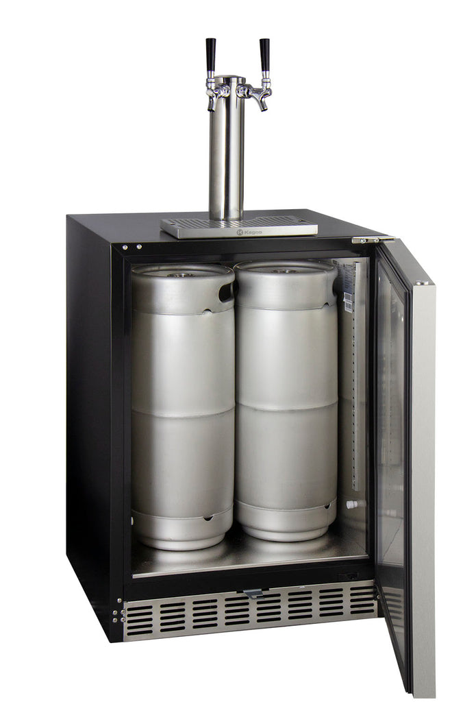 Kegco 24" Wide Dual Tap Stainless Steel Right Hinge Built-in ADA Kegerator with Kit - HK48BSA-2
