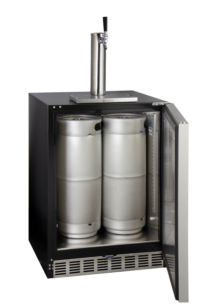 Kegco 24" Wide Single Tap Stainless Steel Built-In Left Hinge ADA Kegerator with Kit - HK48BSA-L-1