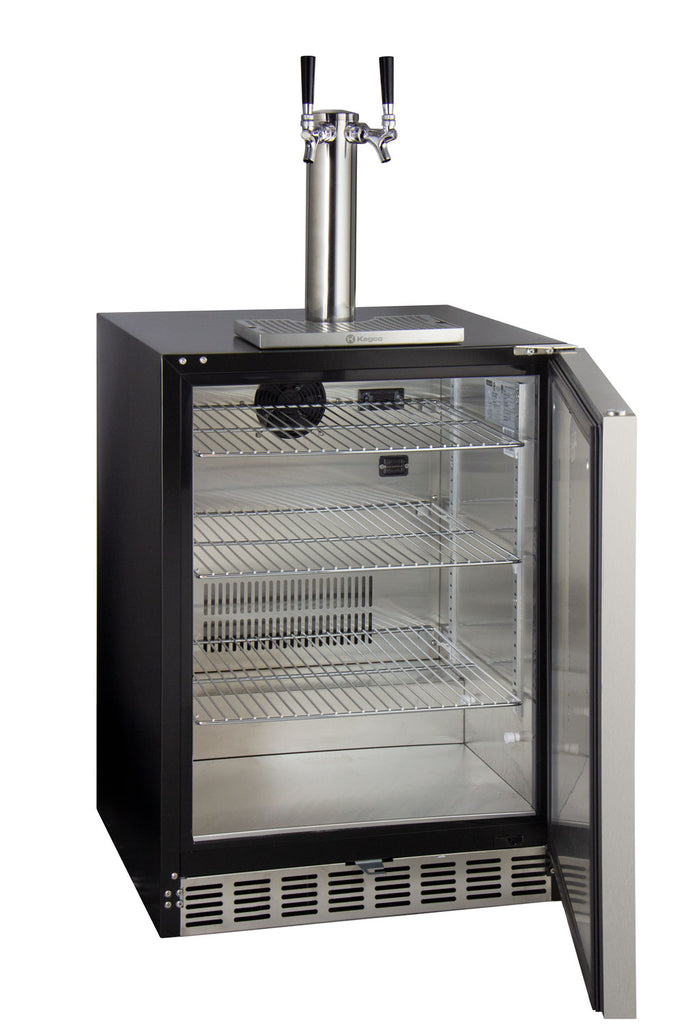 Kegco 24" Wide Dual Tap Stainless Steel Right Hinge Built-in ADA Kegerator with Kit - HK48BSA-2