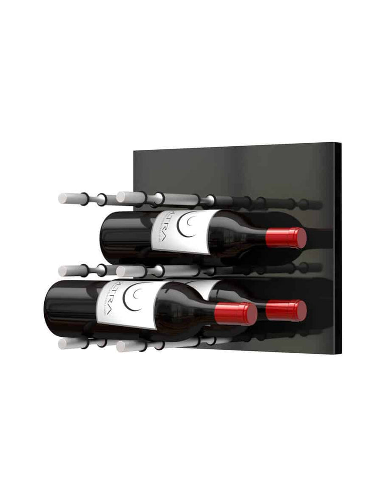 Ultra Wine Racks Fusion Panel Wine Rack—Black Acrylic - Double Depth - 6 Bottles
