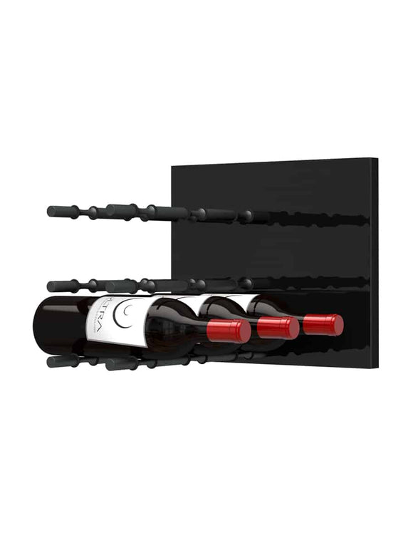 Ultra Wine Racks Fusion Panel Wine Rack—Black Acrylic - Triple Depth - 9 Bottles