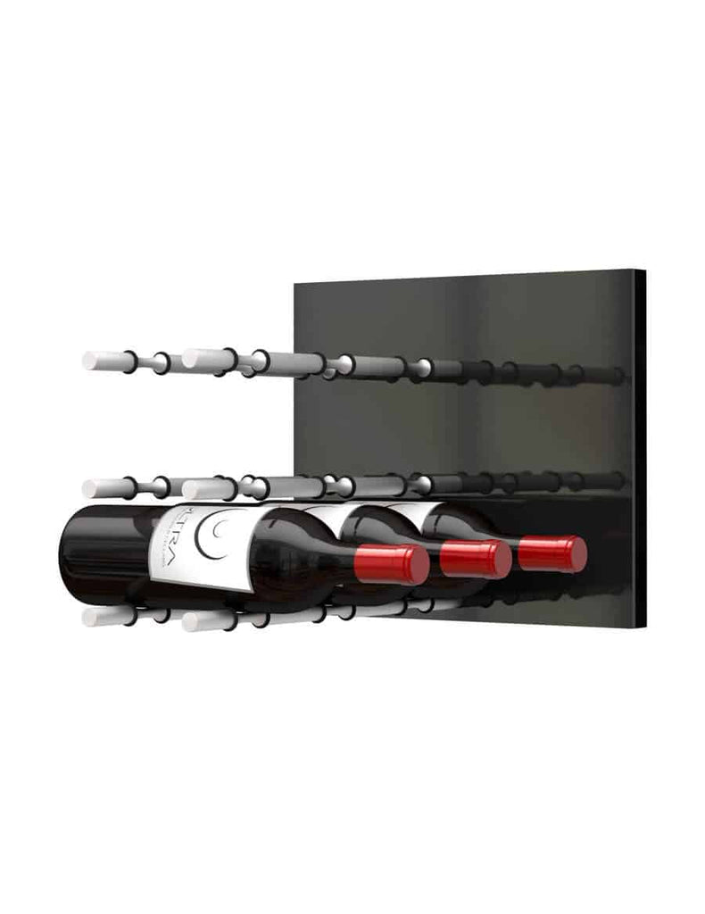 Ultra Wine Racks Fusion Panel Wine Rack—Black Acrylic - Triple Depth - 9 Bottles