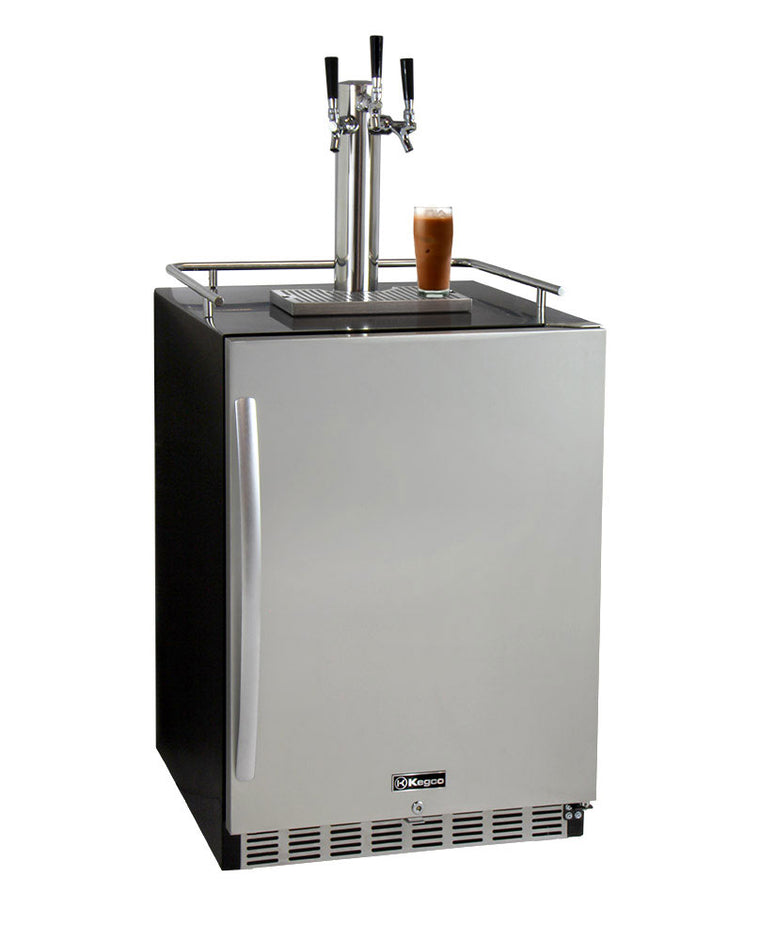 Kegco 24" Wide Cold Brew Coffee Triple Tap Stainless Steel Commercial Built-In Right Hinge Kegerator - ICHK38BSU-3
