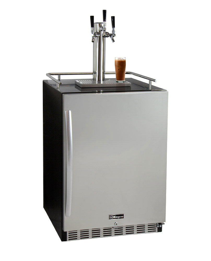 Kegco 24" Wide Cold Brew Coffee Triple Tap Stainless Steel Commercial Built-In Right Hinge Kegerator - ICHK38BSU-3