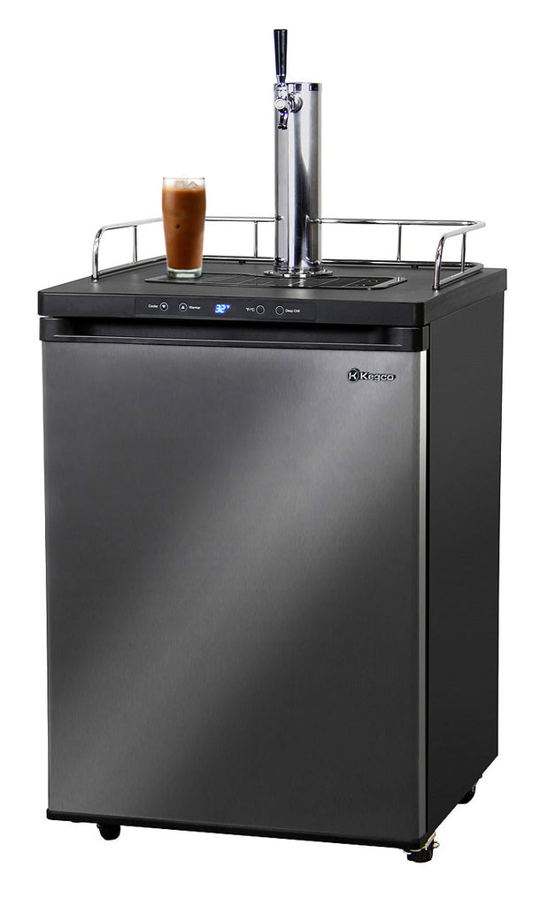Kegco 24" Wide Cold Brew Coffee Single Tap Black Stainless Kegerator - ICK30X-1NK - Wine Cooler City