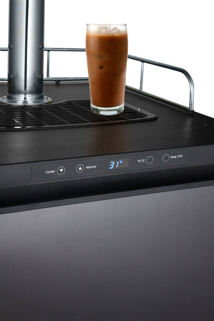 Kegco 24" Wide Cold Brew Coffee Dual Tap Black Stainless Steel Kegerator - ICK30X-2NK - Wine Cooler City