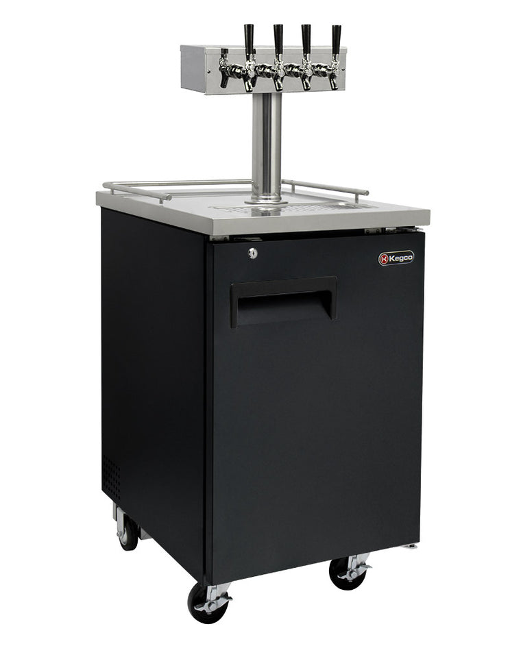 Kegco 24" Wide Cold Brew Coffee Four Tap Black Commercial Kegerator - ICXCK-1B-4