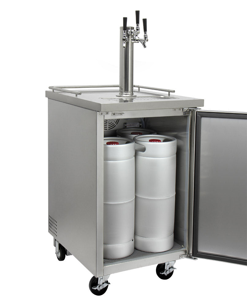 Kegco 24" Wide Cold Brew Coffee Triple Tap All Stainless Steel Commercial Kegerator - ICXCK-1S-3