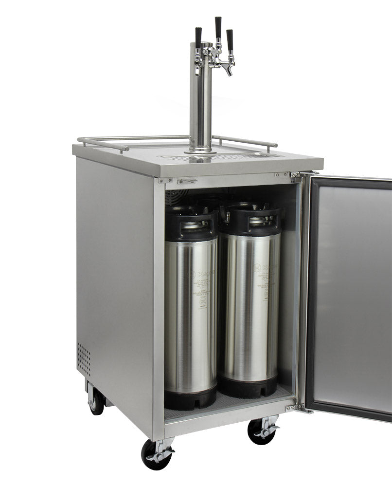 Kegco 24" Wide Cold Brew Coffee Triple Tap All Stainless Steel Commercial Kegerator - ICXCK-1S-3