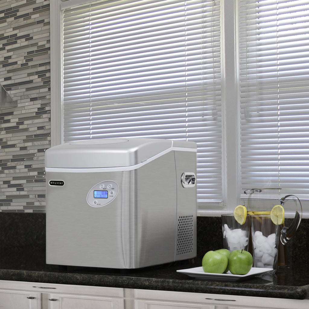 Whynter Portable Ice Maker with 49lb Capacity Stainless Steel with Water Connection IMC-491DC - Wine Cooler City