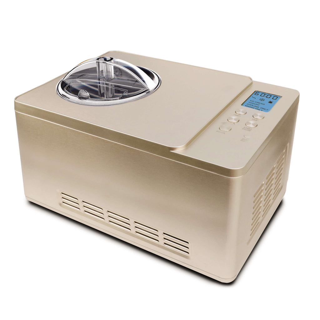 Whynter Ice Cream Maker 2 Quart Capacity Stainless Steel Bowl & Yogurt Function in Champagne Gold - ICM-220CGY - Wine Cooler City