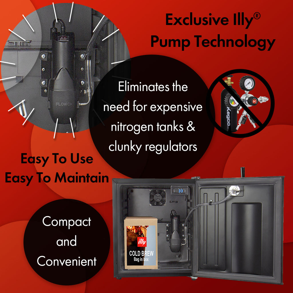 Kegco 17" Wide Illy-Bag-In-A-Box Cold Brew Coffee Single Tap Black Mini Kegerator Model: HK-46-IY