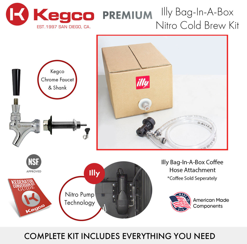 Kegco 17" Wide Illy-Bag-In-A-Box Cold Brew Coffee Single Tap Black Mini Kegerator Model: HK-46-IY