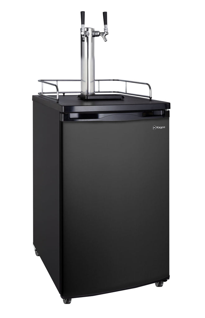 Kegco 20" Wide Cold Brew Coffee Dual Tap Black Kegerator - ICK19B-2NK - Wine Cooler City