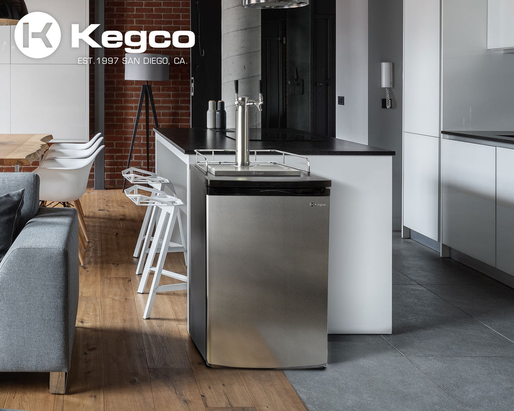 Kegco 20" Wide Kombucha Dual Tap Stainless Steel Kegerator - KOM19S-2NK - Wine Cooler City