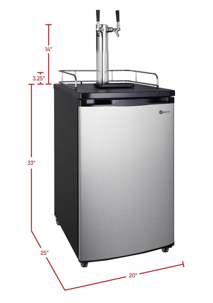 Kegco 20" Wide Kombucha Dual Tap Stainless Steel Kegerator - KOM19S-2NK - Wine Cooler City