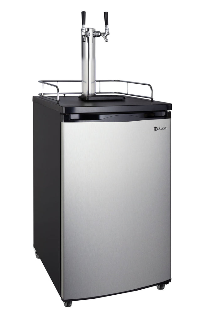 Kegco 20" Wide Kombucha Dual Tap Stainless Steel Kegerator - KOM19S-2NK - Wine Cooler City
