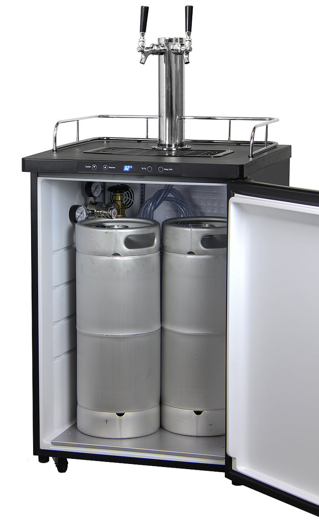 Kegco 24" Wide Kombucha Dual Tap Black Stainless Steel Kegerator - KOM30X-2NK