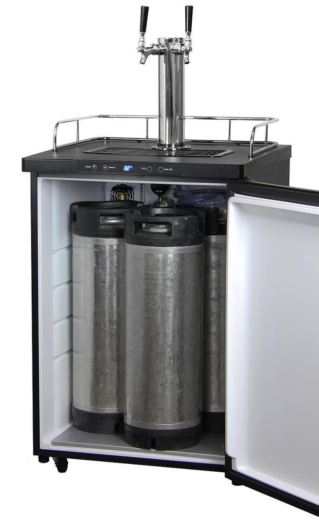 Kegco 24" Wide Kombucha Dual Tap Black Stainless Steel Kegerator - KOM30X-2NK