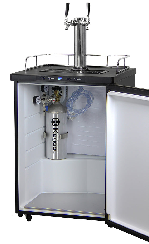 Kegco 24" Wide Kombucha Dual Tap Black Stainless Steel Kegerator - KOM30X-2NK