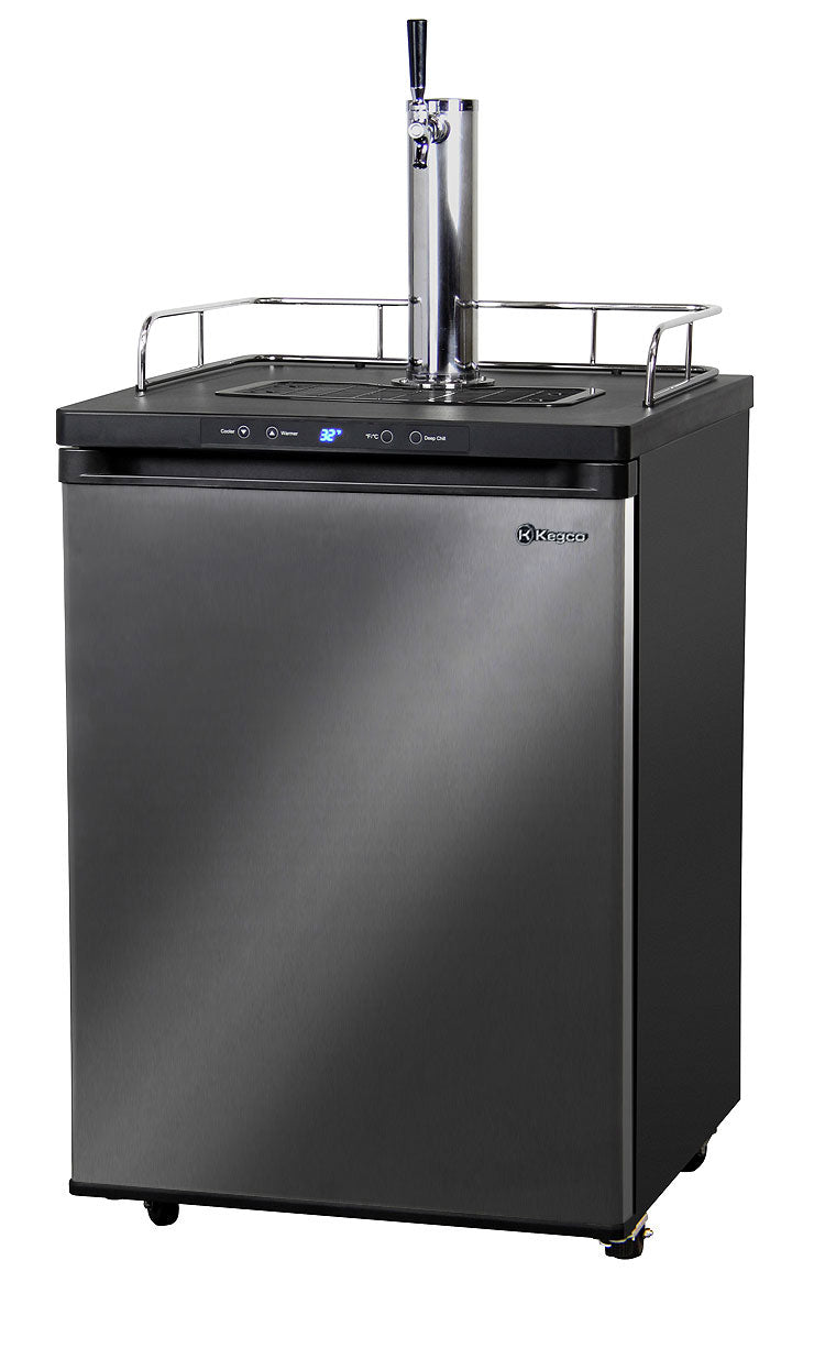 Kegco 24" Wide Homebrew Single Tap Black Stainless Steel Digital Kegerator - HBK309X-1NK - Wine Cooler City