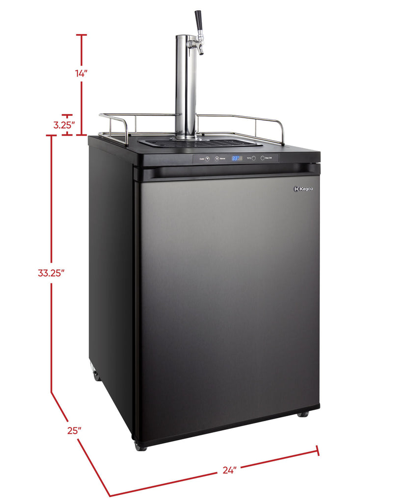 Kegco 24" Wide Single Tap Black Stainless Steel Digital Kegerator - K309X-1NK