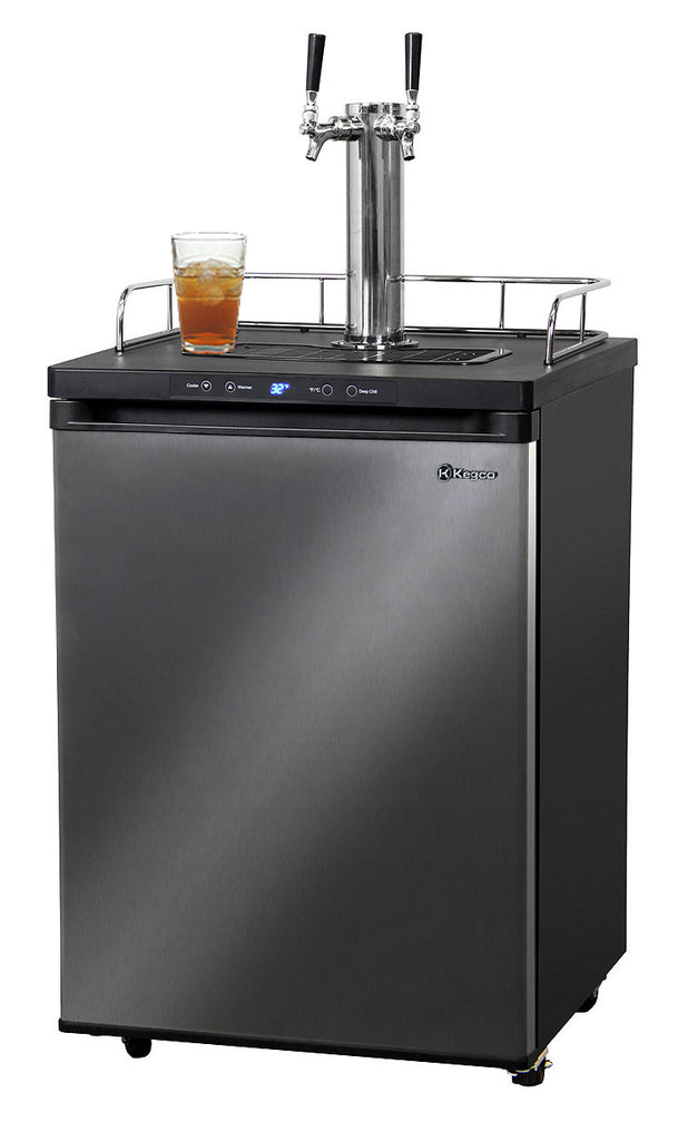 Kegco 24" Wide Kombucha Dual Tap Black Stainless Steel Kegerator - KOM30X-2NK