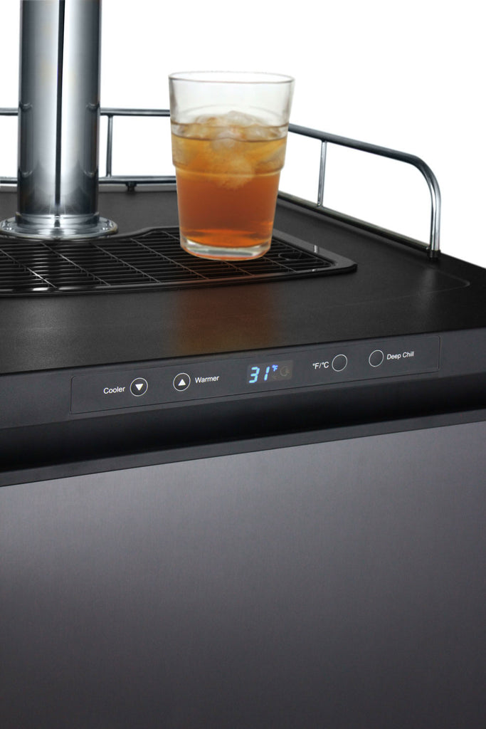Kegco 24" Wide Kombucha Dual Tap Black Stainless Steel Kegerator - KOM30X-2NK