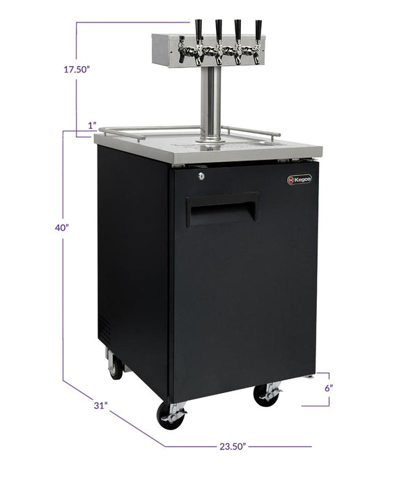 Kegco 24" Wide Four Tap Black Commercial Kegerator - XCK-1B-4