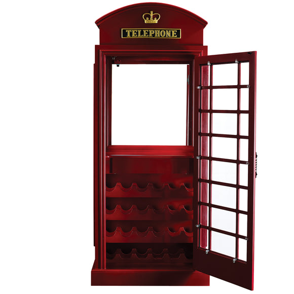 RAM Game Room Old English Telephone Booth Bar Cabinet - OEBRCB