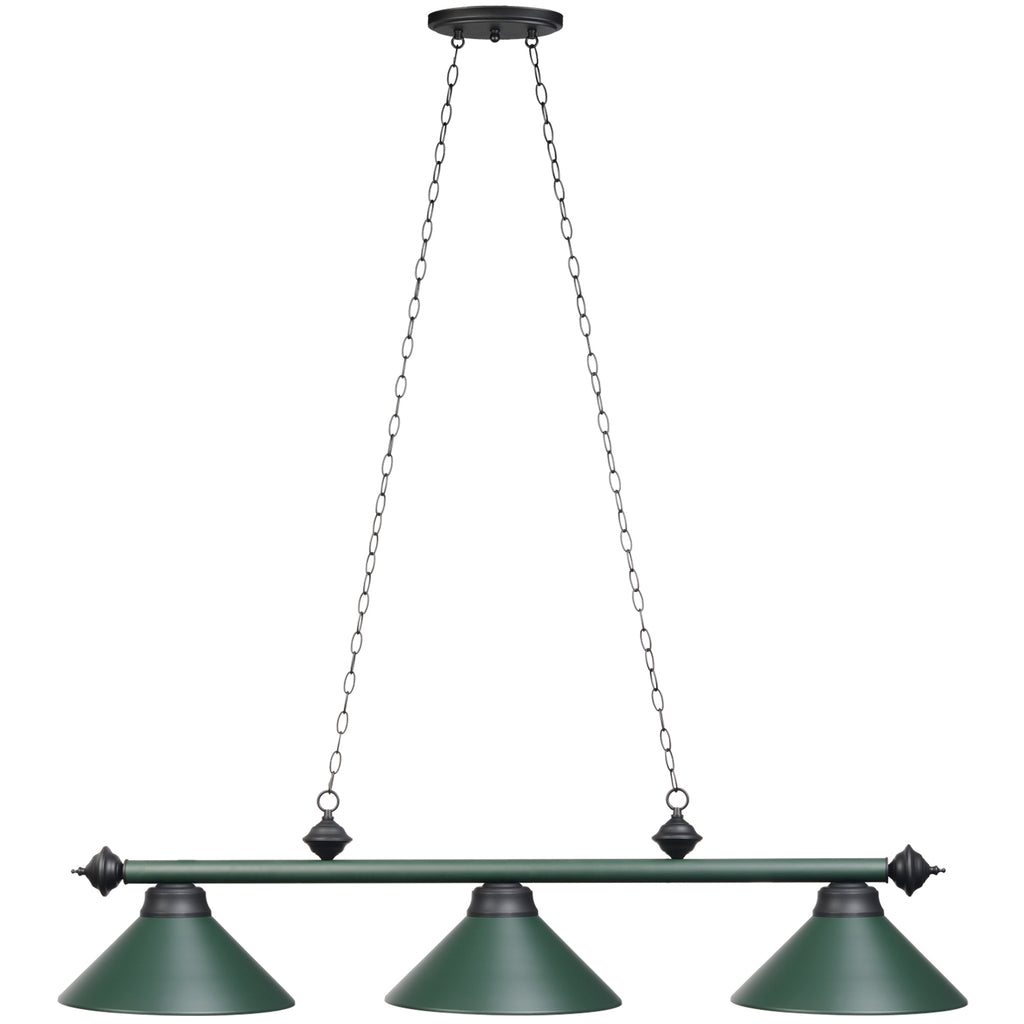 RAM Game Room 54" 3LT Billiard Light - Matte Green - PR54 MGR