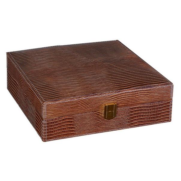 The Alligator Leather Humidor Gift Set - 20 Ct. Brown Leather Gift Set w/ Matching Accessories