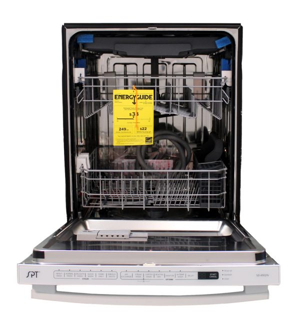 SPT - SD-6502W: Energy Star 24″ Built-In Stainless Steel Tall Tub Dishwasher w/ Smart Wash System & Heated Drying – White