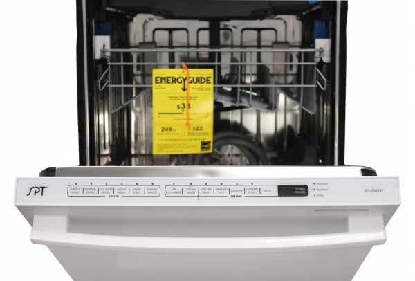 SPT - SD-6502W: Energy Star 24″ Built-In Stainless Steel Tall Tub Dishwasher w/ Smart Wash System & Heated Drying – White
