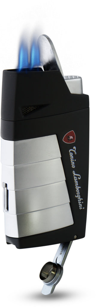 Tonino Lamborghini Duo Twin Jet Torch Flame Cigar Lighter - Black with Chrome - Wine Cooler City