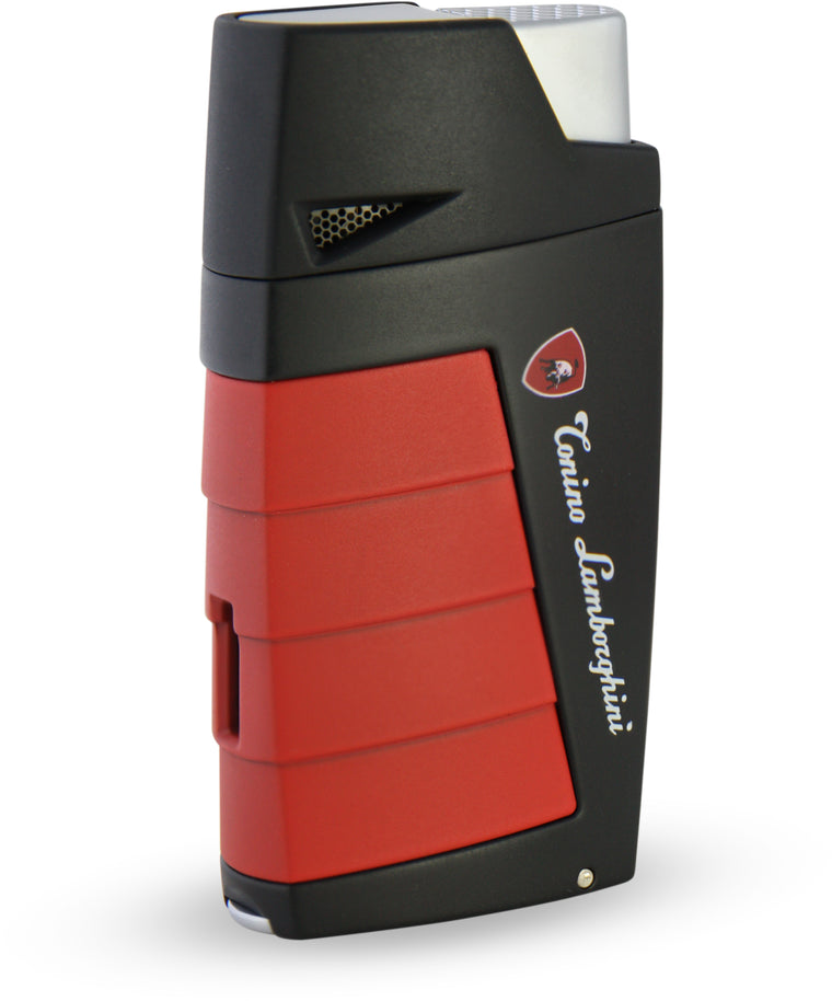 Tonino Lamborghini Duo Twin Jet Torch Flame Cigar Lighter - Black with Red - Wine Cooler City