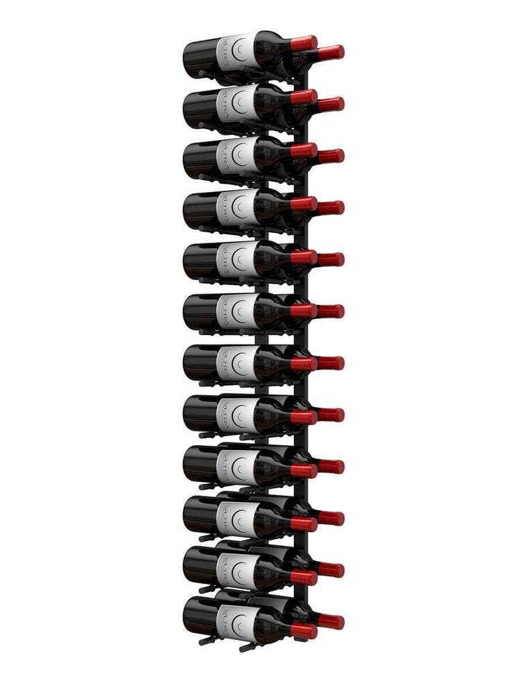 Ultra Wine Racks HZ Wall Rails – 4FT Metal Wine Rack (12 Bottles) - 1D-4FT-BLK