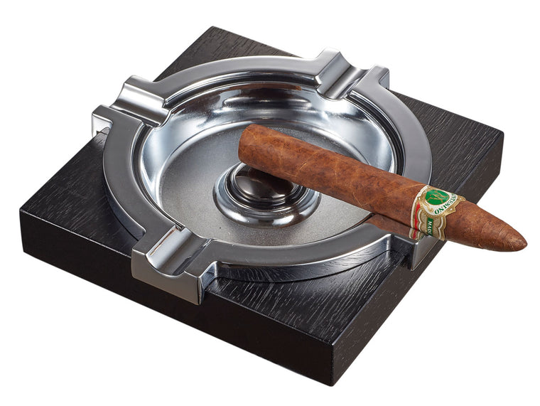 Visol Stadium Dard Wood and Metal Square Cigar Ashtray - Wine Cooler City