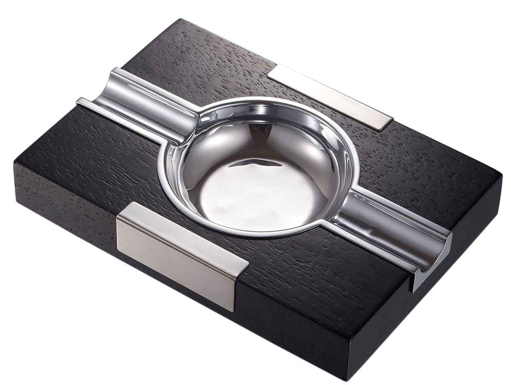 Visol Cusco Cigar Ashtray Black wood with chrome - Wine Cooler City