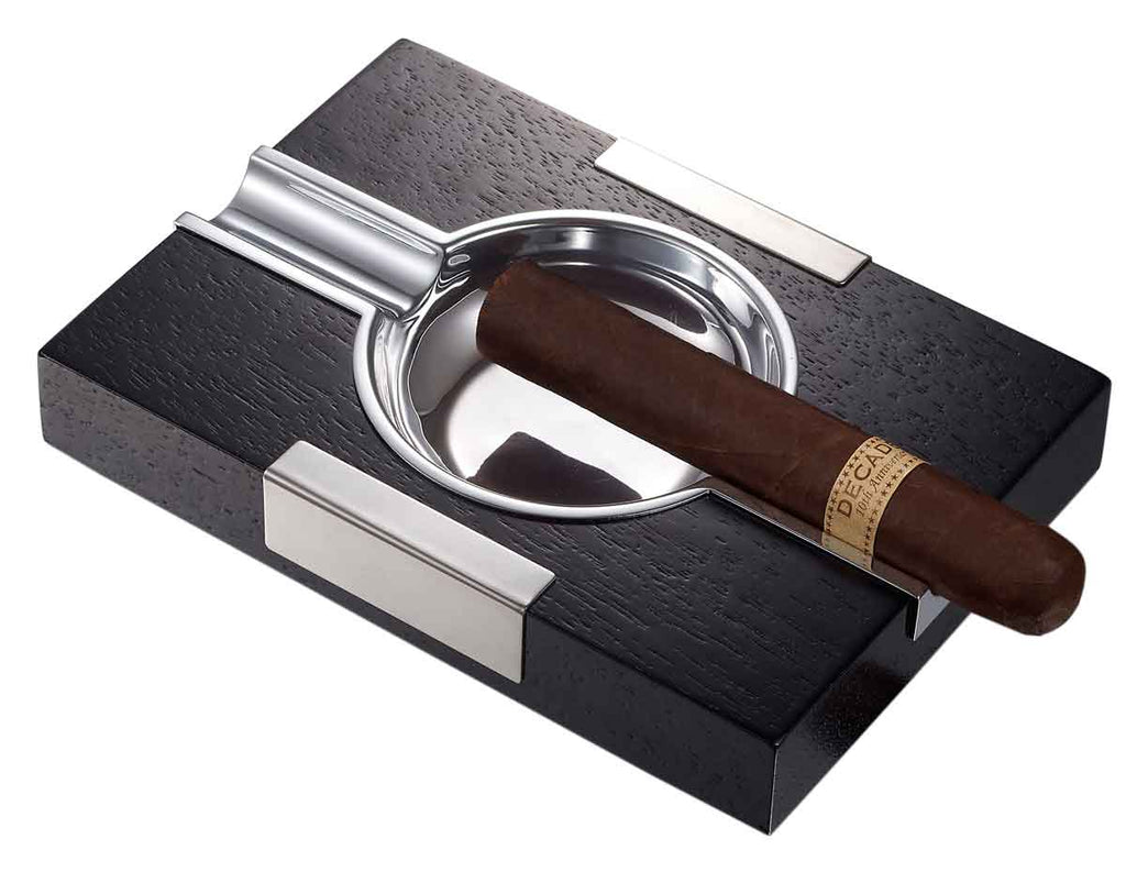 Visol Cusco Cigar Ashtray Black wood with chrome - Wine Cooler City