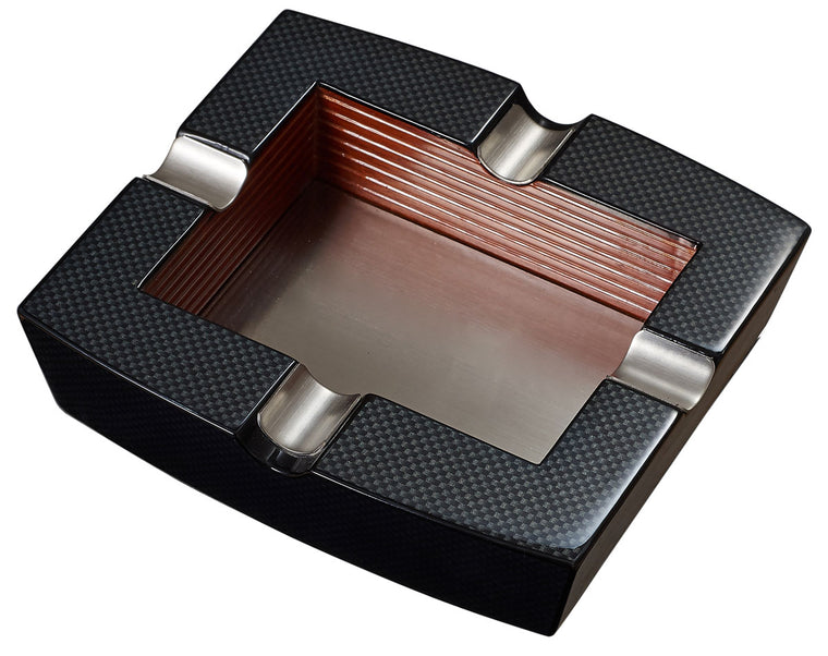 Visol Nomandy Carbon Fiber Patterned Square Wooden Cigar Ashtray - Wine Cooler City