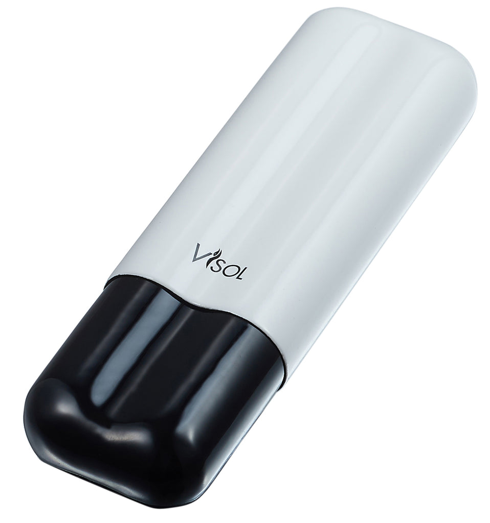 Visol Agent White & Black Carbon Fiber Cigar Case - 2 Finger - Wine Cooler City