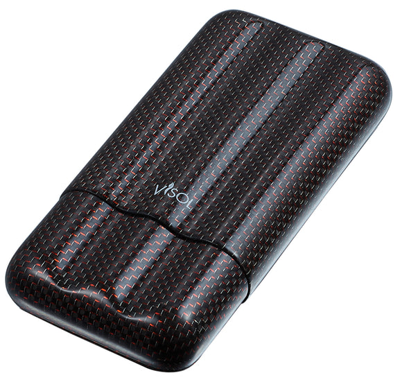 Visol Red Kevlar & Carbon Fiber Cigar Case - 3 Fingers - Wine Cooler City