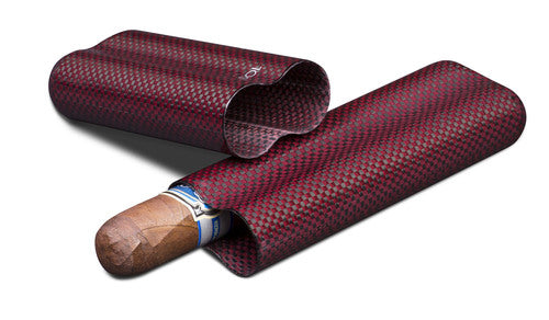 VISOL RED KEVLAR LIGHTWEIGHT CIGAR CASE - HOLDS 2 CIGARS OF UP TO 58 RING GAUGE - VCASE490