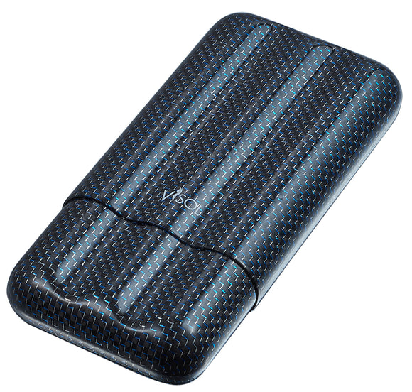 Visol Blue Kevlar & Carbon Fiber Cigar Case - 3 Fingers - Wine Cooler City