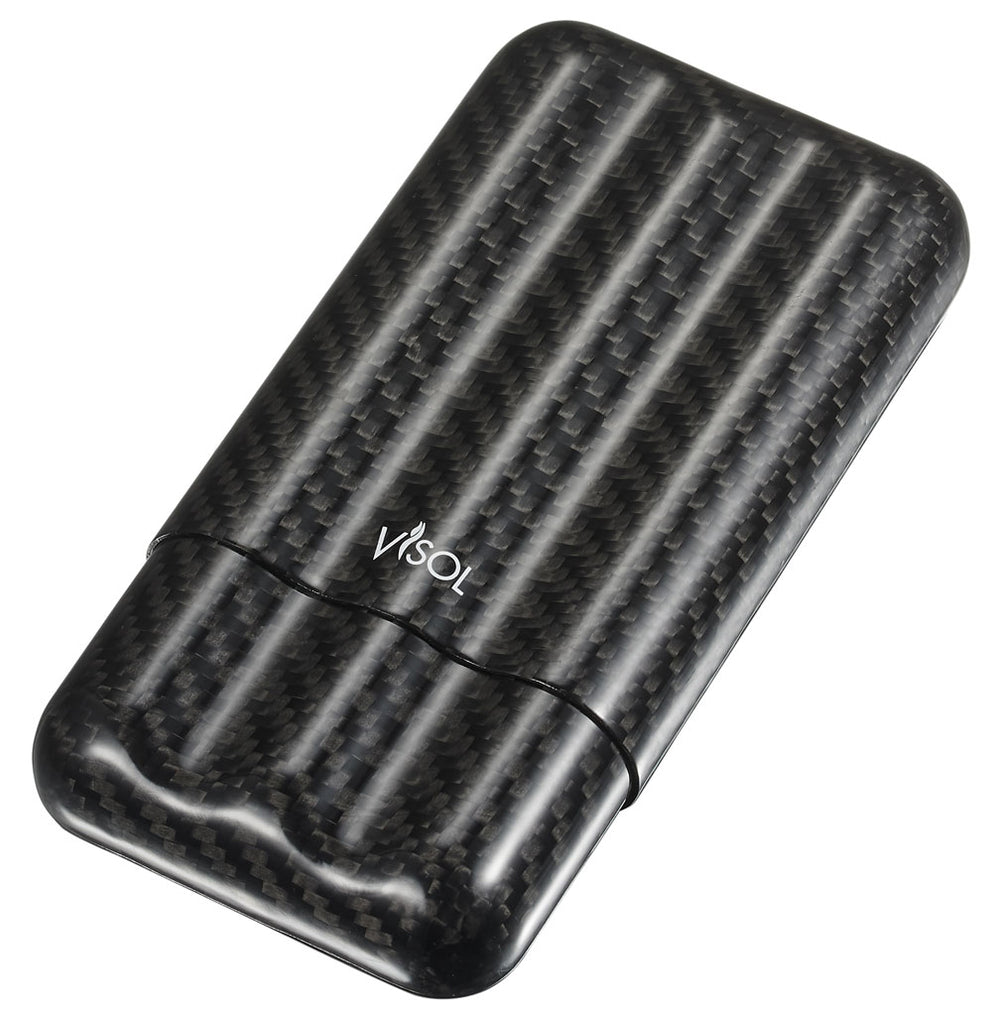 Visol Night II Carbon Fiber Larger Cigar Case - 3 Finger - Wine Cooler City